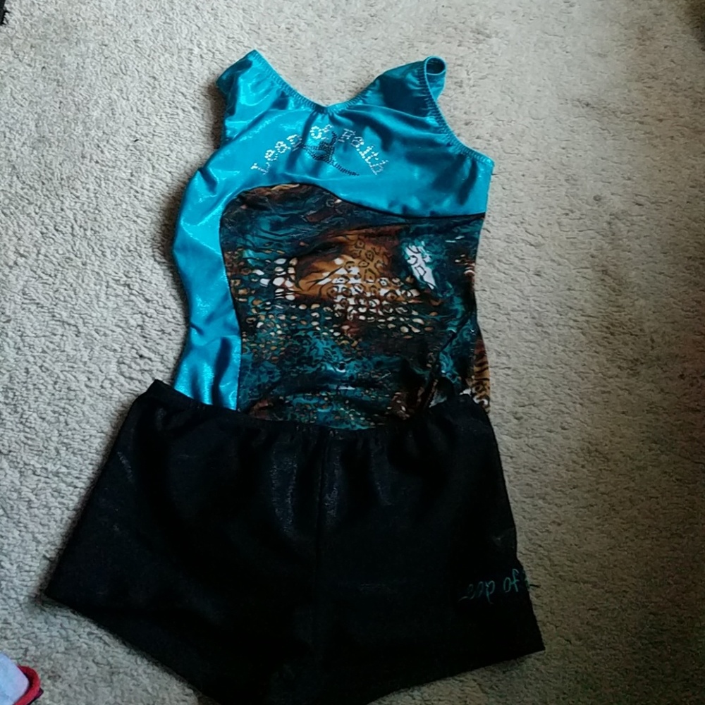 Gymnastic leotard and shorts